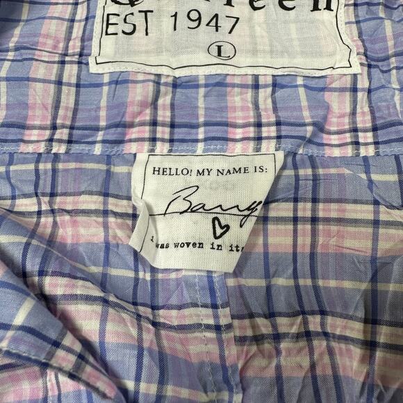Frank & Eileen NWOT Barry Crinkle Plaid Blue Pink Button Up LS Shirt Size L - Picture 5 of 10